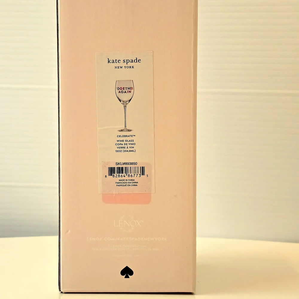NWT Kate Spade / Lenox 'Together Again' Wine Glass